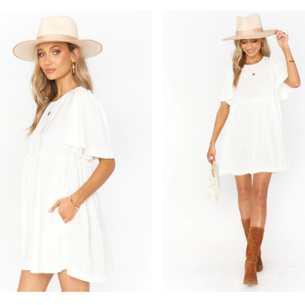 NWT Show Me Your Mumu Brooks Babydoll Mini Dress Cream XL